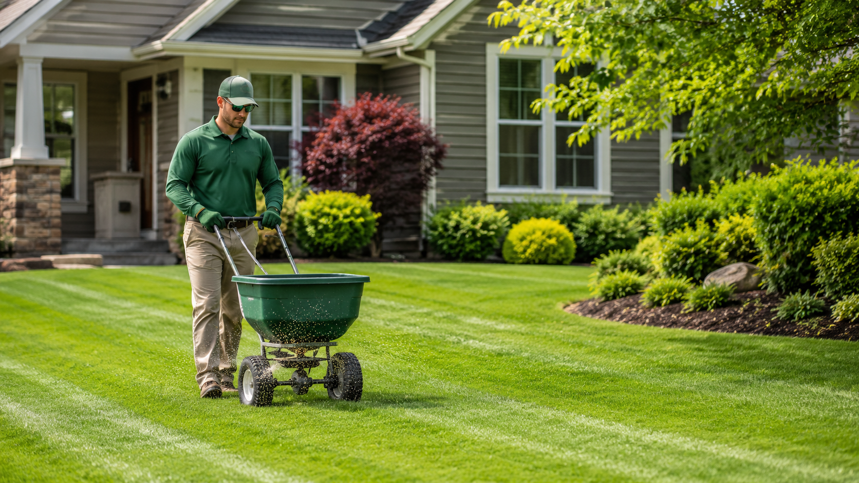 Landscape edging work creating a crisp boundary along turf